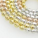 Ladies .925 Italian Sterling Silver Tri Color Ball Cut Link Chain Length - 18 inches Width - 2mm 2