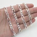 Sterling Silver 7.7 mm Wide Figaro Chain Necklace 2