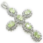 Ladies .925 Italian Sterling Silver cross pendant with green stones Length - 2 inches Width - 1.18 i