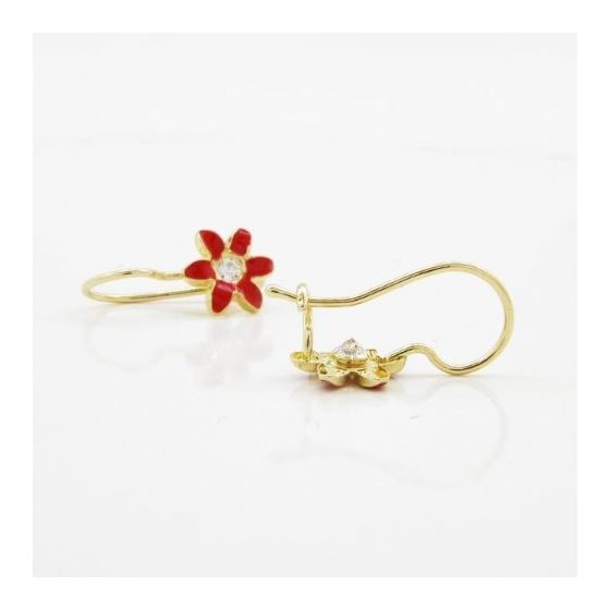 14K Yellow gold Flower cz hoop earrings for Children/Kids web36 4