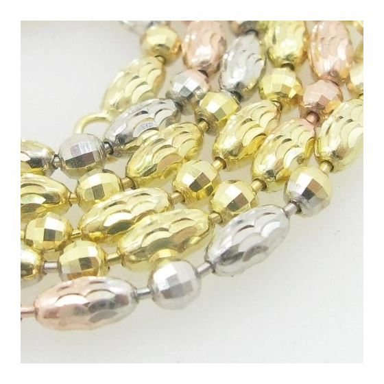 Ladies .925 Italian Sterling Silver Tri Color Ball Bar Link Chain Length - 18 inches Width - 2.5mm 2