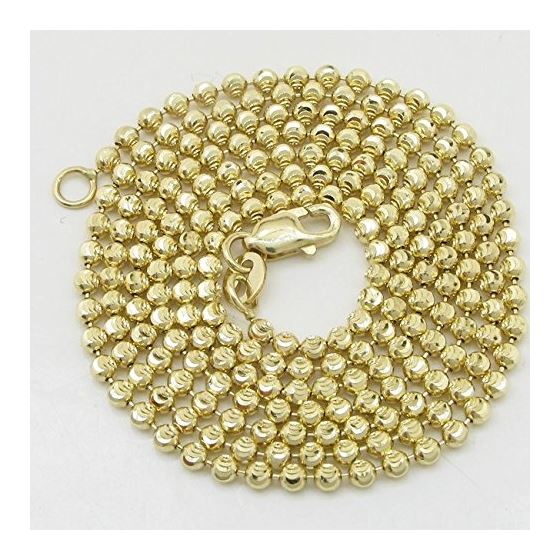 "14K Yellow gold moon cut bead link chain 24"" Long 2MM Wide MLC17 2"