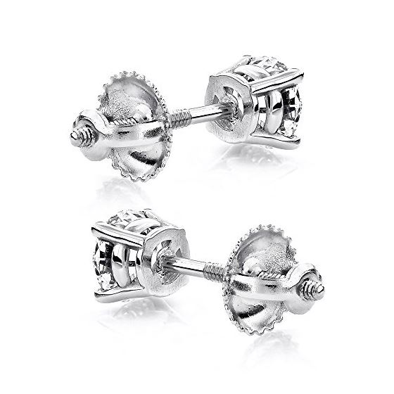 Ladies Platinum Natural Diamond Stud Earrings Wi-2