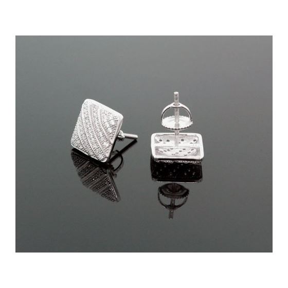 Sterling Silver Unisex Fashion Square Hand Set Stud Earrings ME0226b 2