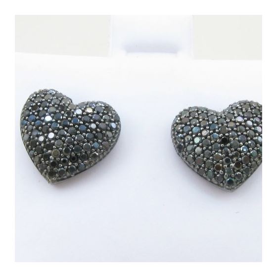 Womens .925 sterling silver Black heart earring 5mm thick and 11mm wide Size 2