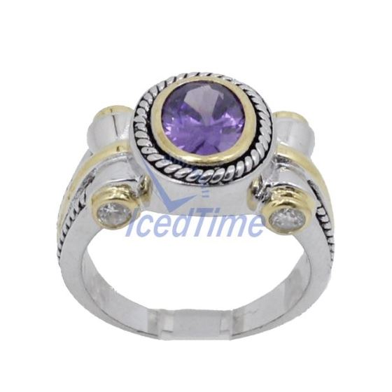 "Ladies .925 Italian Sterling Silver Purple Violet synthetic gemstone ring SAR50 6