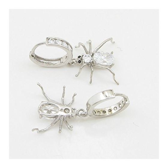 Womens White precious stone spider chandelier earring Silver11 4