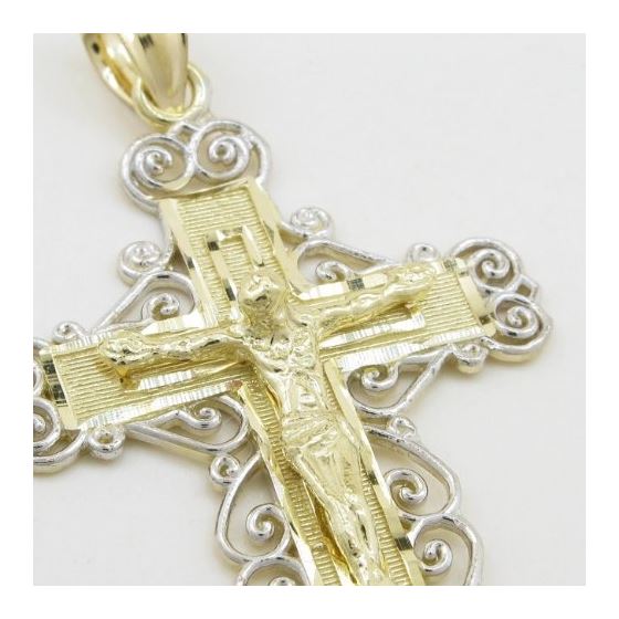 Mens 10k Yellow gold Fancy jesus cross pendant GCHA12 2