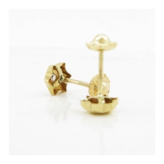 14K Yellow gold Star cz stud earrings for Children/Kids web203 4