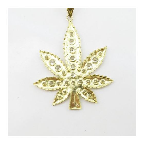 Mens 10k Yellow gold White gemstone marijuana leaf charm EGP66 IJAMEGP66 4