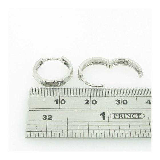 womens bp14 fancy earrings 14K white gold italian ball stud huggie hoop 4