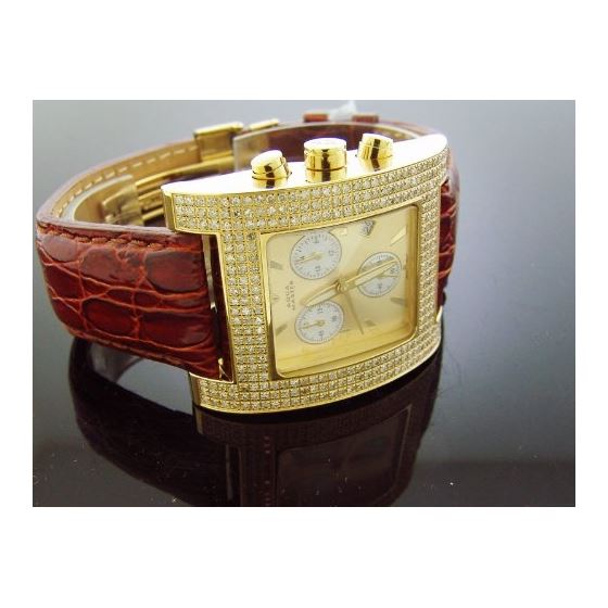 NEW Yellow Gold 2.75Ct Diamonds Square Watch At-2