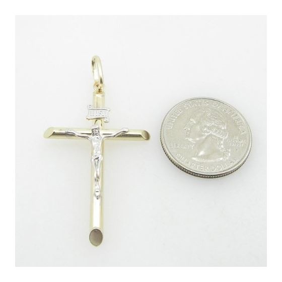 Mens 10K Solid Yellow Gold white jesus cross Length - 2.09 inches Width - 1.10 inches 4