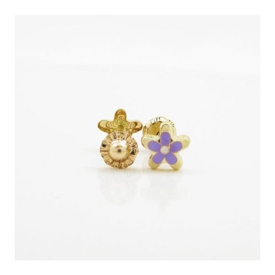 14K Yellow gold Flower stud earrings for Children/Kids web13 2