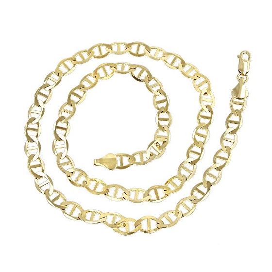 10K Yellow Gold 5.50mm Diamond Cut Mariner Link Solid Chain Bracelet with Lobster Clasp 2