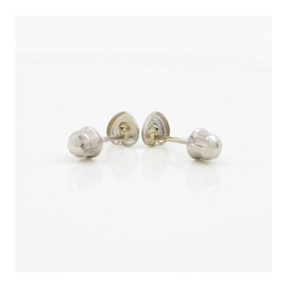 14K White gold Heart cz stud earrings for Children/Kids web479 4
