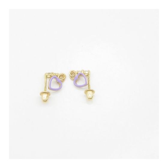 14K Yellow gold Open heart cz chandelier earrings for Children/Kids web408 4