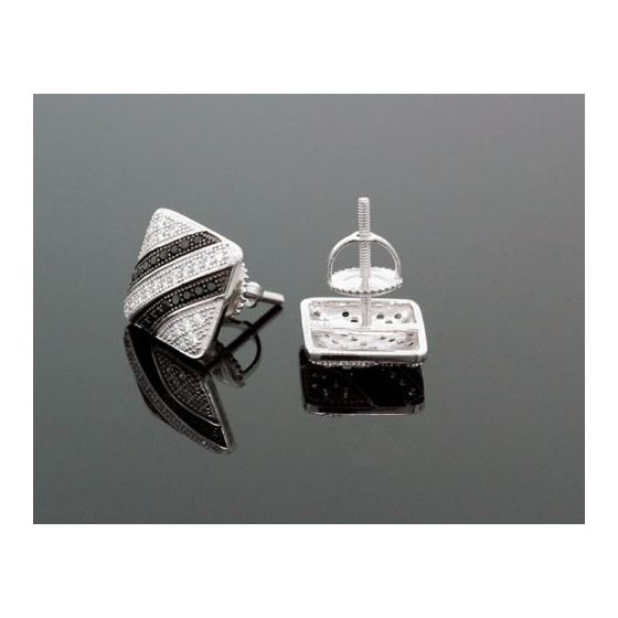 Sterling Silver Unisex Fashion Square Hand Set Stud Earrings ME0225 2