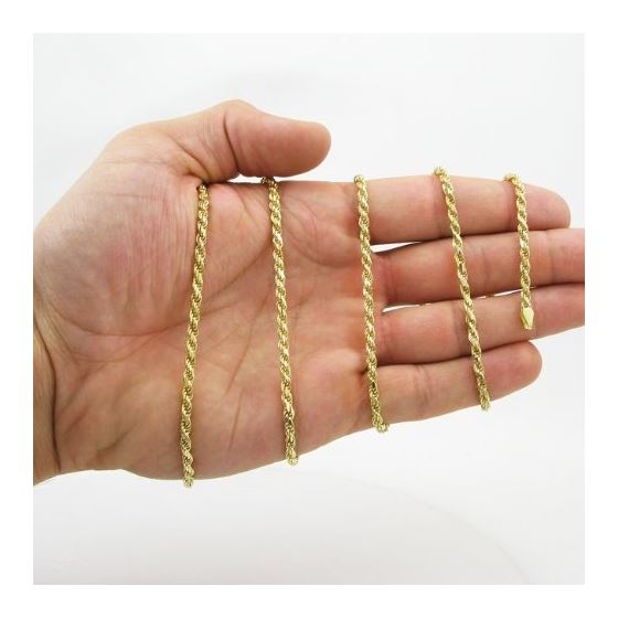 "Mens 10k Yellow Gold skinny rope chain ELNC25 30"" long and 3mm wide 4"