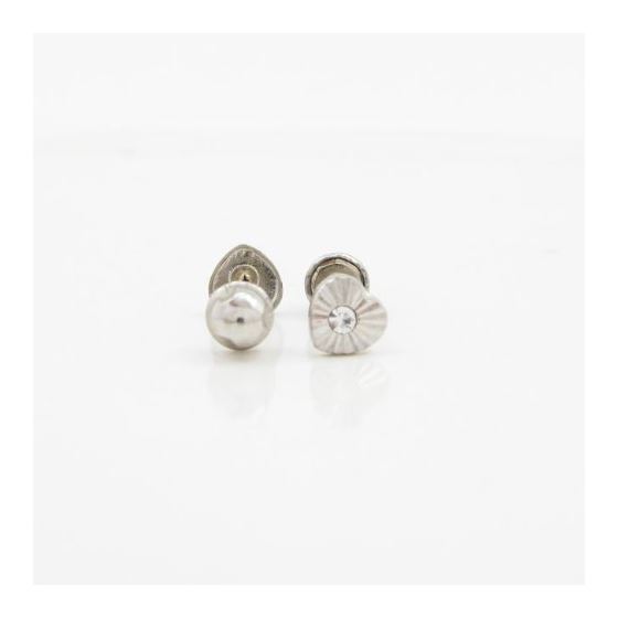 14K White gold Heart cz stud earrings for Children/Kids web478 2