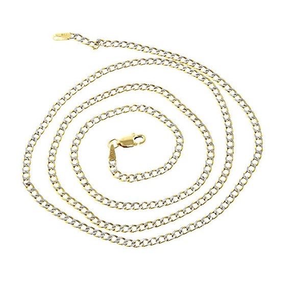 "10K Yellow Gold 4mm wide 24"" long diamond cut Curb Cuban Italy Chain Necklace with Lobster Clasp G