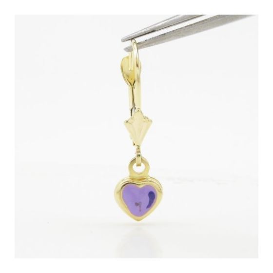 14K Yellow gold Heart chandelier earrings for Children/Kids web466 2