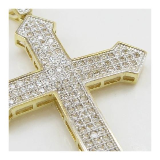 Mens 10k Yellow gold House head gold cross cz pendant GCHA4 2