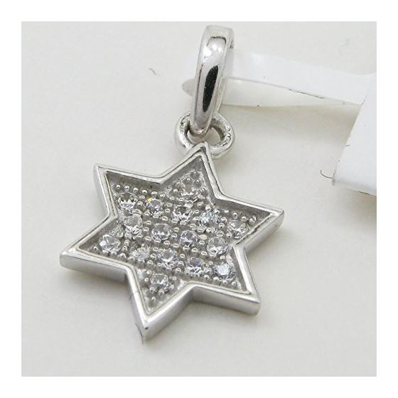 Womens White star of david cz pendant Silver34 2