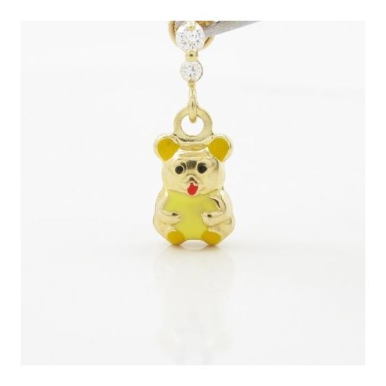 14K Yellow gold Panda cz chandelier earrings for Children/Kids web367 2
