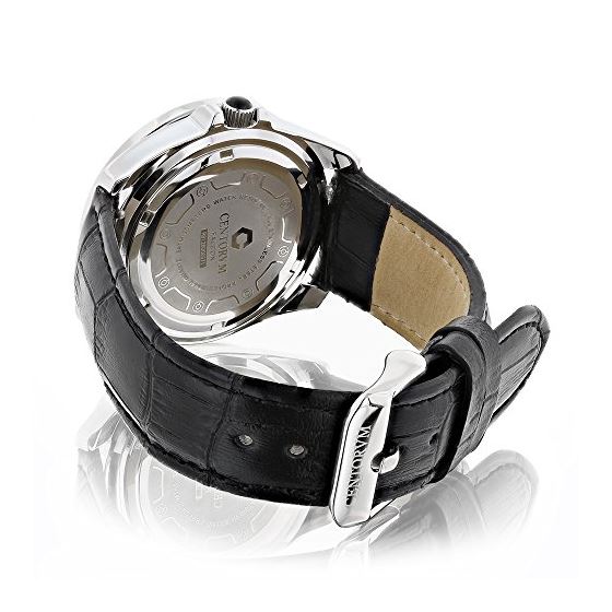 Centorum Watches: Genuine Diamond Watch with Black Leather Band 0.5ct 2