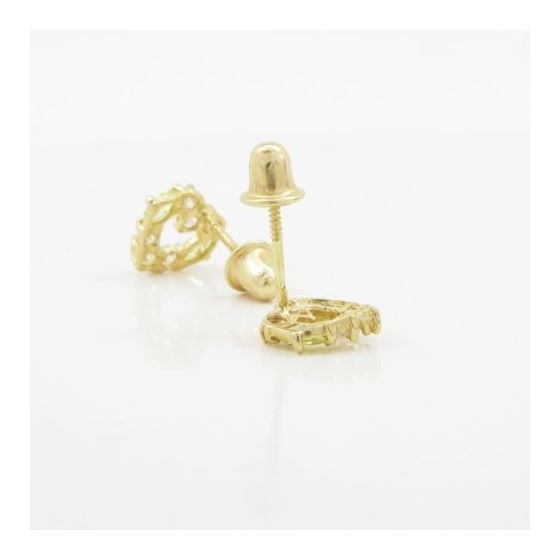 14K Yellow gold Heart fancy cz stud earrings for Children/Kids web435 4