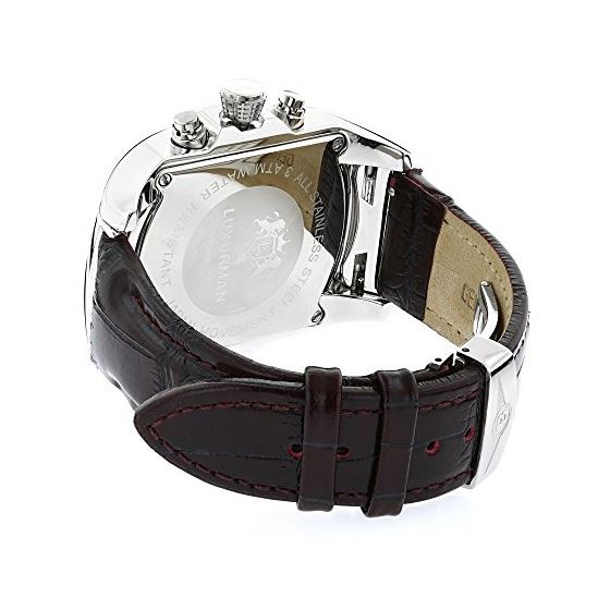 Large Watches: Luxurman Bullion Real Diamond Watch For Men 0.18ct Chronograph 2