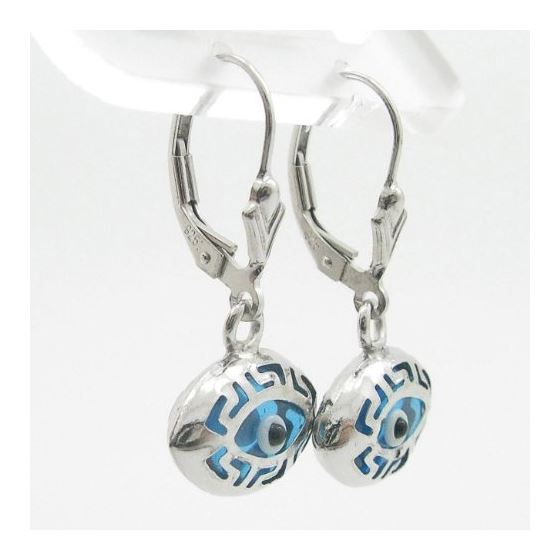 Ladies Silver evil eye dangle earrings 2