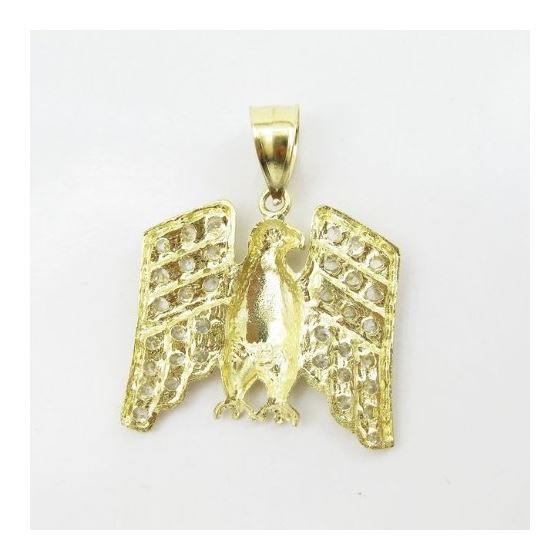 Mens 10k Yellow gold White gemstone eagle charm EGP78 4