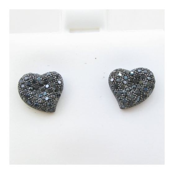 Womens .925 sterling silver Black heart earring 3mm thick and 9mm wide 2