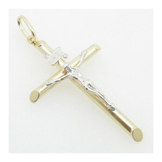 Mens 10K Solid Yellow Gold white jesus cross Length - 2.09 inches Width - 1.10 inches 2