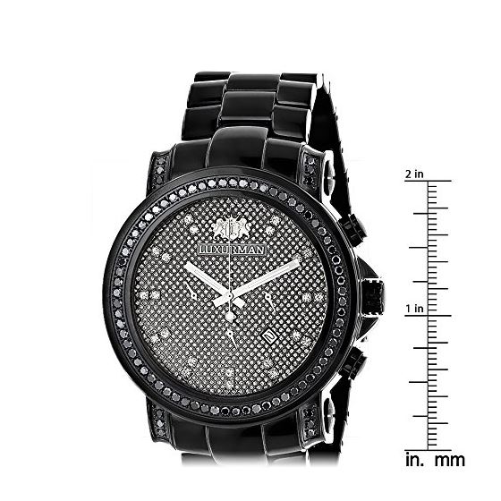 Mens Raptor Edition Black Genuine Diamond Watch 3ct Luxurman Oversized 4