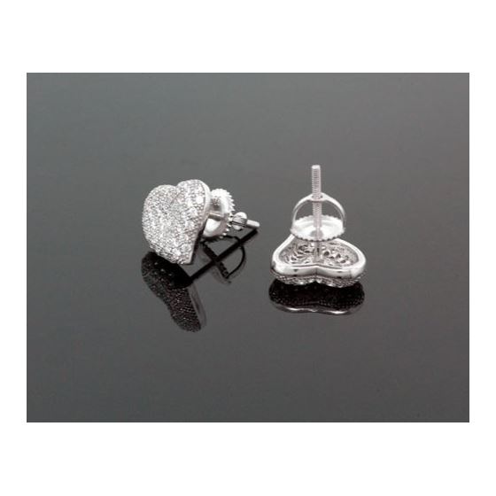 Sterling Silver Heart Shape Fashion Hand Set Stud Earrings ME0211c 2