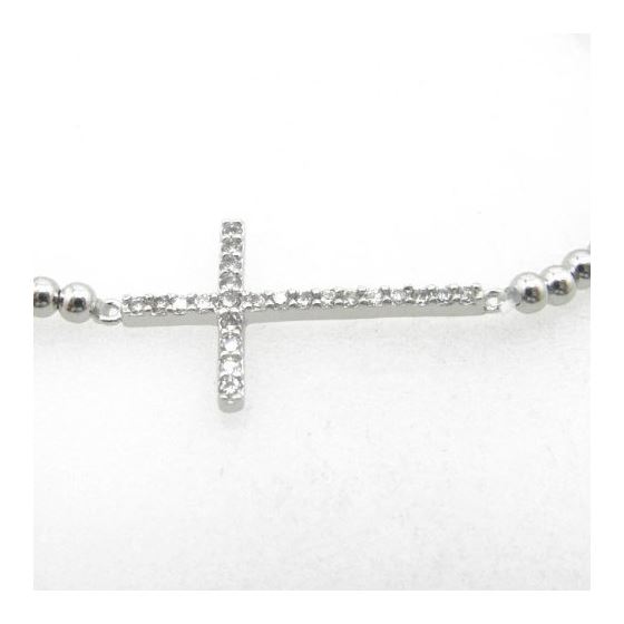 Ladies .925 Italian Sterling Silver white cross ball bracelet Diameter - 2.36 inches 2