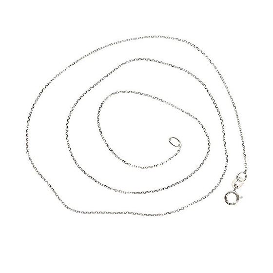 14K WHITE Gold SOLID CABLE Chain - 16 Inches Long 0.8MM Wide 2