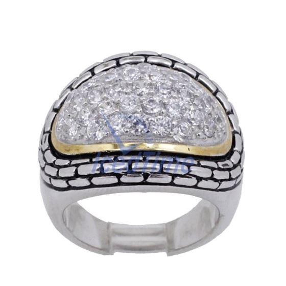 "Ladies .925 Italian Sterling Silver white cz synthetic gemstone ring SAR57 6