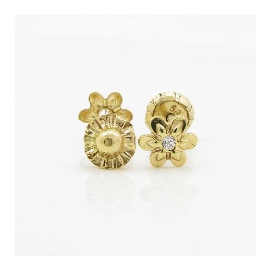 14K Yellow gold Fancy flower cz stud earrings for Children/Kids web184 2