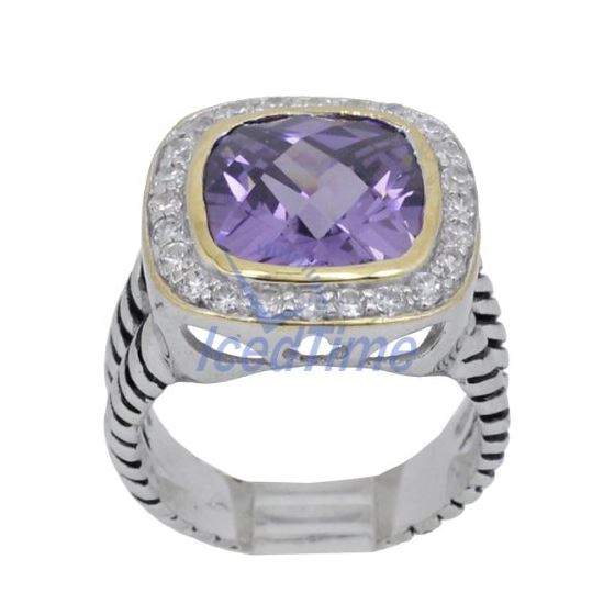 "Ladies .925 Italian Sterling Silver Purple Violet synthetic gemstone ring SAR54 6