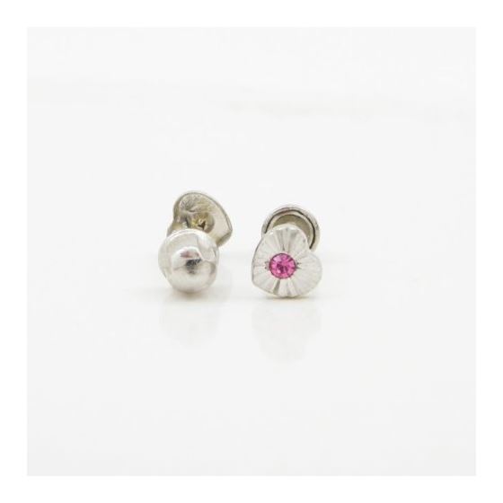 14K White gold Heart cz stud earrings for Children/Kids web480 2