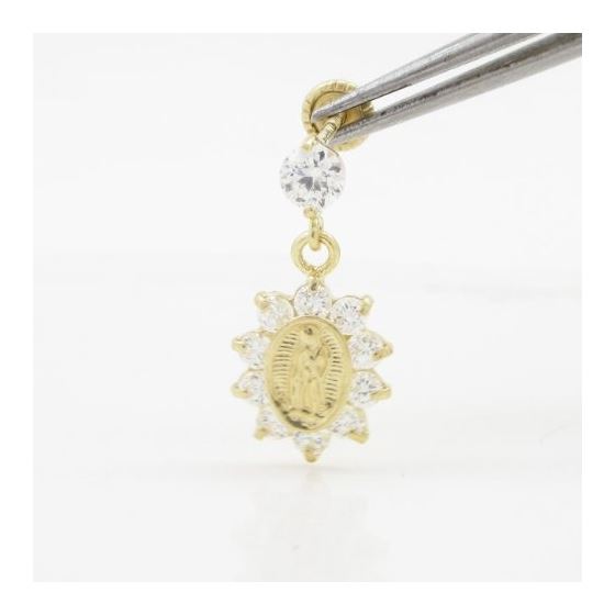 14K Yellow gold Oval mary cz chandelier earrings for Children/Kids web456 2