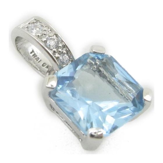 Ladies .925 Italian Sterling Silver tear drop pendant with blue stone Length - 20mm Width - 10mm 2