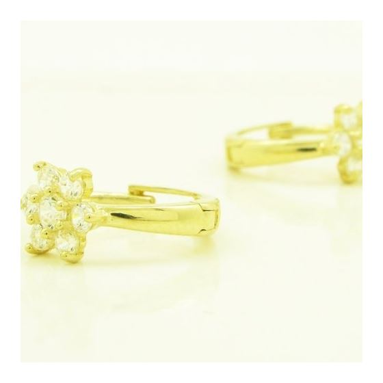 14K Yellow gold Flower cz hoop earrings for Children/Kids web264 2