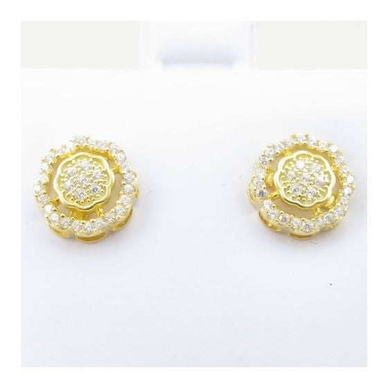 Womens .925 sterling silver Yellow flower earring 2 MLCZ255 4mm thick and 8mm wide Size 2