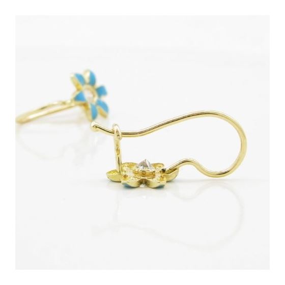 14K Yellow gold Flower cz hoop earrings for Children/Kids web43 4