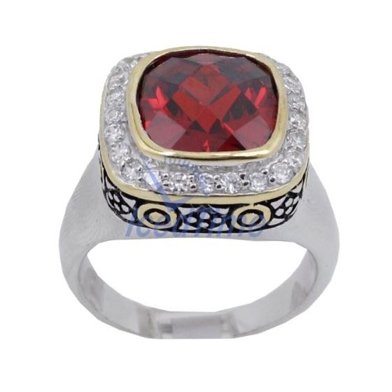 "Ladies .925 Italian Sterling Silver Ruby Red synthetic gemstone ring SAR20 6